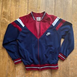Vintage Nike Red White and Navy Sports Zip Up Lightweight Jacket Medium